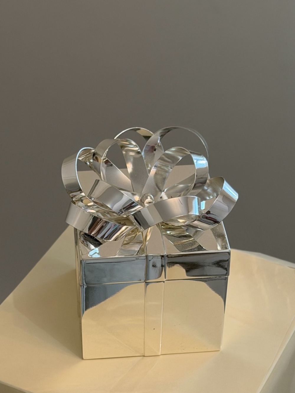 Silver Decorative Gift Box Accent - Home Accents